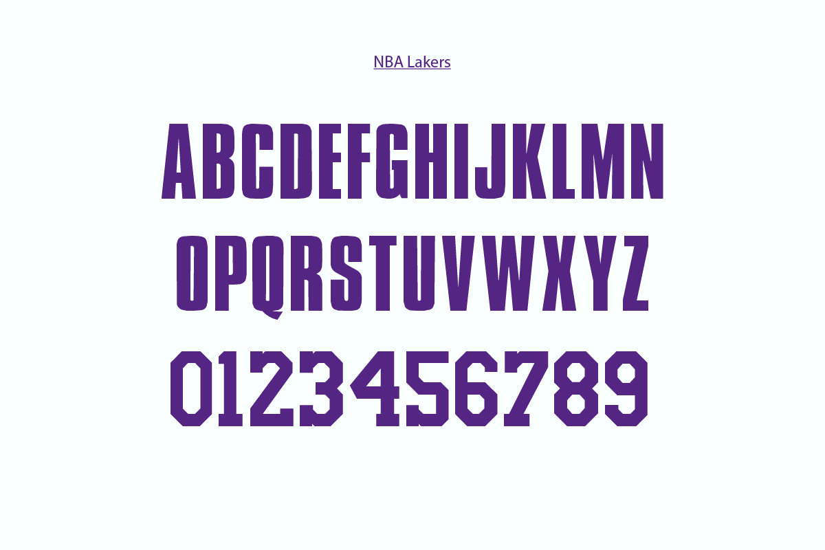 Lakers Jersey Numbers & Names Font