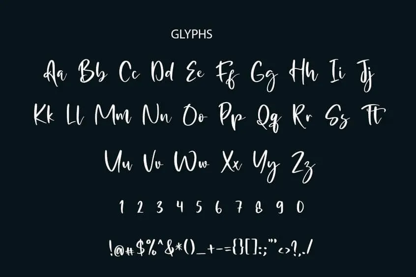 Abelisa Script Font Glyphs